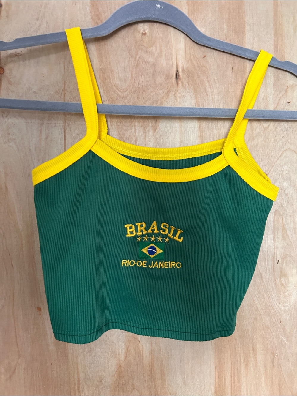 Brasil Rio de Janeiro Green & Yellow Cropped Tank Top